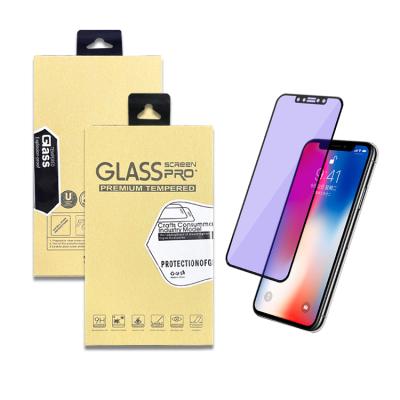 China Cell Phone Factory Price Blue Blue Light Anti Ray Tempered Glass Screen Protector 3D 9H Blocking Screen Protector Film For Iphone X XS max for sale