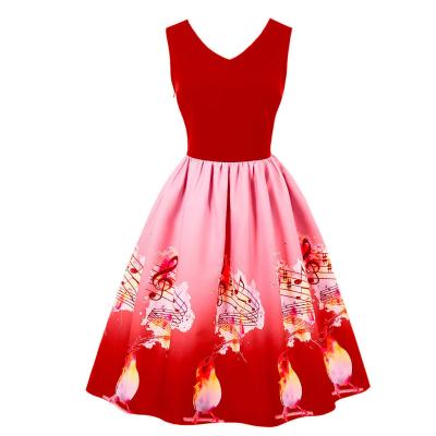 China 2021 breathable and American new fashion trending European Christmas print dress for sale