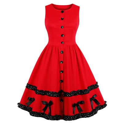 China Elegant Christmas Lady Dress Plus Size Bowknot Straight Sleeveless Anti-wrinkle Party Dresses for sale