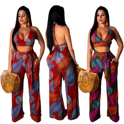 China 2021 New Arrival Wholesale Two Piecegood Quality Sexywomen Clothing Summer Bodycon Two Piece Set Viable Wide Leg Pants Women for sale