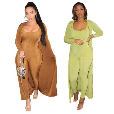 China 2021 Sustainable Spring Autumn New Long Sleeve Knit Jumpsuit Two Sets for sale