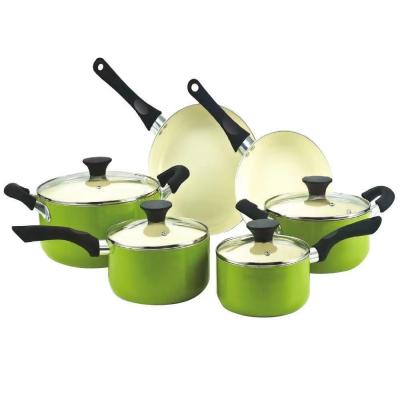 China Sustainable Ceramic Pots And Pans Non Stick Coating Induction Aluminum Cookware Set for sale