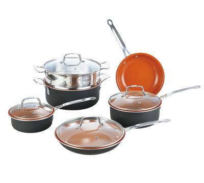 China Durable Ceramic Aluminum Alloy Nonstick Cookware Sets Cooking Pots And Pans Set Cookware for sale