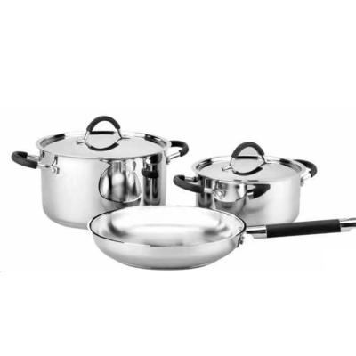 China Best Selling Kitchen Cookare Sustainable Food Hot Pot Sets Cookware 304 Stainless Steel OEM Sets Cooking Double Handle Feature Eco for sale