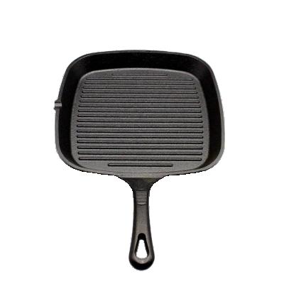 China Vintage Heavy Cast Iron Steak Frying Pan Striped Non-Stick Induction Cooker Non-Stick Iron Casserole for sale