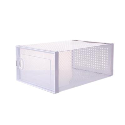 China STR Stored Magnetic Container Transparent Racks Collapsible Stacking Clear Plastic Shoe Box for sale