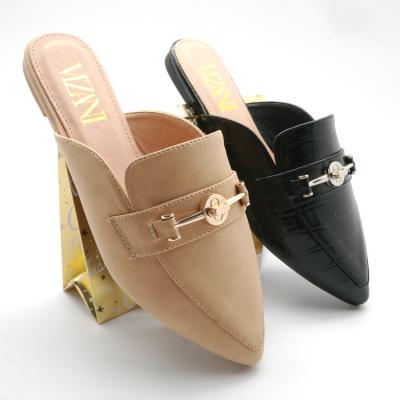 China Fashion Trend New Style Fashion Led Toe Flat Slipper Casual Slip On Women Closed Toe Mules Flat for sale