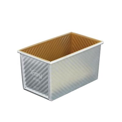 China New Wave of Viable Gold Coating Shaped 450g Aluminum Toast Pan Bread Baking Tins for sale