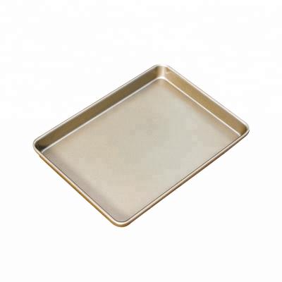 China Sustainable Golden Rectangle Cookie Pans Half Cookie Sheet Pan Aluminum Baking Sheets for sale