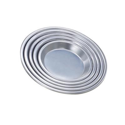 China Sustainable Aluminum Tray Pie Pan Round Pizza Pan Baking Dishes Cake Pans and Shallow Metal Pans Silver for sale