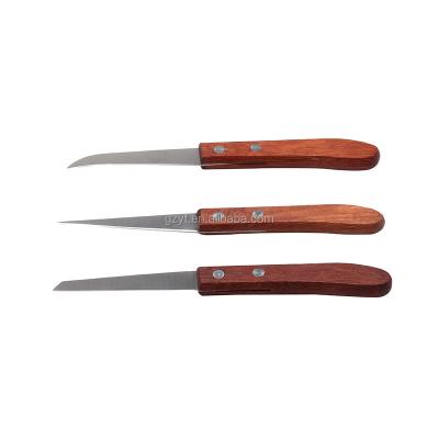 China Sustainable Set 3 Piece Wood Handle Garnishing Knife Carving Tools for sale