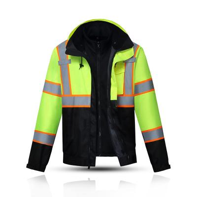 China Water Make Hi Vis Fluorescent Yellow Reflective Safety Jacket Waterproof Winter Jacket With Multiple Pockets Resistant for sale