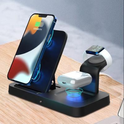 China 15W Cell Phone Mobile Phone Wireless Charger 3 in 1 Multifunctional Foldable Fast Charging Magnetic Charger for Apple Watch for sale