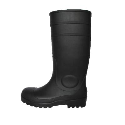 China Four Seasons Black PVC Waterproof Rubber Boots Safe Steeltoe Adult Wading Rain Boots For Famer for sale