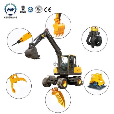 China Hengwang Earth Moving Machinery Mini Excavator New Hydraulic 9 Ton Wheel Excavator Machine For Sale for sale