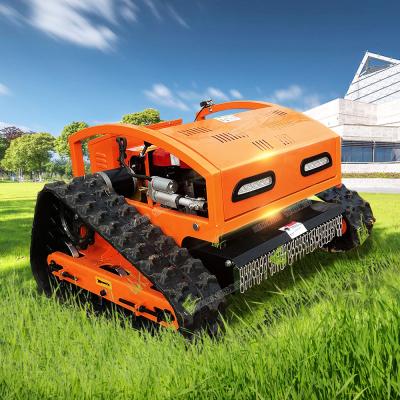 China Chasis Aluminum Crawler Lawn Mower Multifunction Small Remote Control Lawn Mower for Road Slope Wasteland Cutter for sale