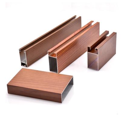 China Powder Coating Wood Grain Aluminium Profile Square Tube For Furniture Decoration for sale