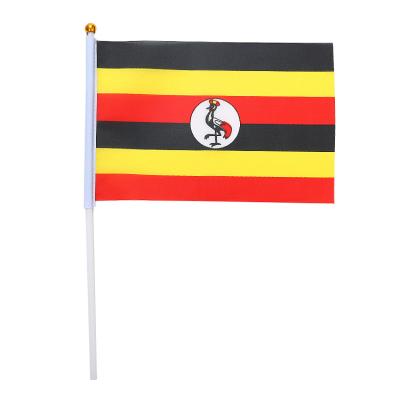 China FLYING Hand Waving National Flag Uganda Flag Banner 14*21cm Party Decoration Flag Banner for sale