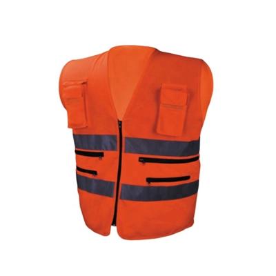 China FLASH orange reflective LED safety vest with zipper and pockets for sale