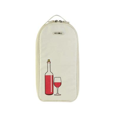 China 100% Customization Logo Canvas 2 Bottle Wine Carrier Insulated Tote Bag Insulated Cooler Bag for sale