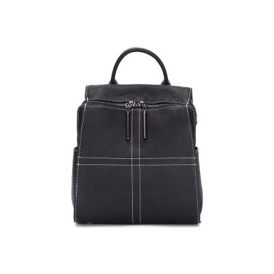 China Black custom made luxury casual luxury genuine leather backpack large capacity logo leather bags for ladies for sale