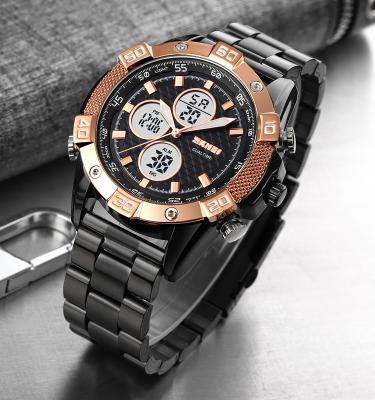 China Luxury Male SKMEI Brand 1838 Analog-Digital Watches Stainless Steel Alarm Custom Wristwatches Men for sale