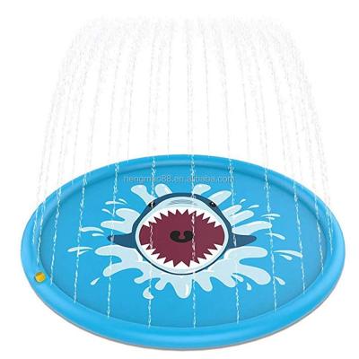 China Round Splash Pad Water Promotion Shark Sprinkler Mat For Kids Aqua Fun Yard Outdoor Garden for sale