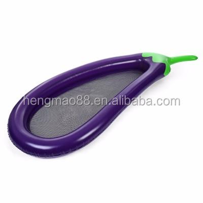 China Indoor& outdoor hot sale 180cm length eggplant pool float mattress with bottom net design for pool play for sale