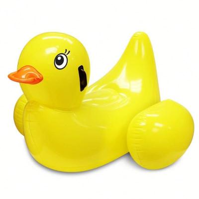 China Yellow Pool Rider Amusement Duck Inflatable Animal Pool Float Toys For Kids for sale