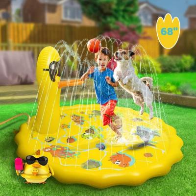 China Sports Toys Factory Customized Yellow Duck Water Spray Inflatable Garden Mat For Kids Mat for sale