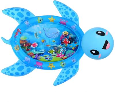 China Hot Sale PVC Inflatable Sea Turtle Water Mat Baby Blue Inflatable Water Mat Newborn Infant Toys Gifts for sale