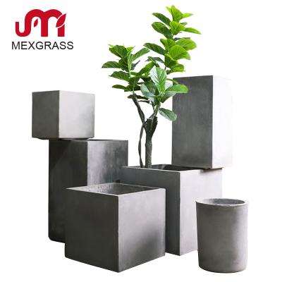 China Design Cement Flower Pot Square Around Decorative Flower Pot Large Flower Pot Decor For Indoor Home Office for sale