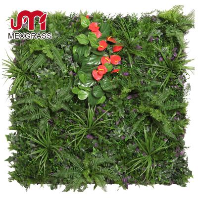 China 40*40 Durable Inches Decorative Artificial Plastic Grass Wall Panels Anthurium Plant Wall Grass Wall Backdrop Decor for sale