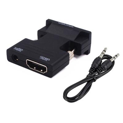 China HD MI to VGA Female HD MI to VGA Male Converter with AUX Audio Video Output. 3.5mm Cable Adapter 1080P FHD For PC Laptop TV Monitor for sale