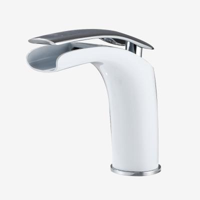 China Freestanding Metered Freestanding Basin Mixer Taps High Quality White Basin Faucets Bathroom Basin Mixer Tap for sale