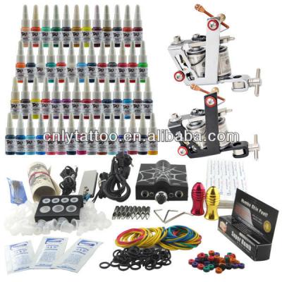 China Permanent Tattoo Kit 2 Gun 54pcs Wholesale Inks for sale