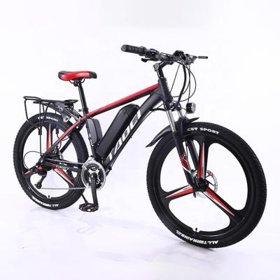 China Factory wholesale 36V 350W 10AH e-cycling 26 inch 21 speed red color battery bike with transparent crankset for sale