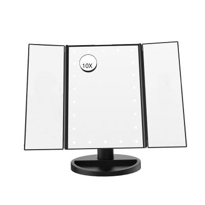 China Large size Tri-fold Vanity Makeup Mirror - 1X/2X/3X Magnifying Illuminated GK-SK1813 for sale