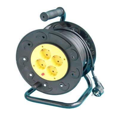 China 50m Plastic Cable Reel High Quality Residential/Multipurpose 220~250V 4 Outlets Power Extension Cord European Type IP20 for sale