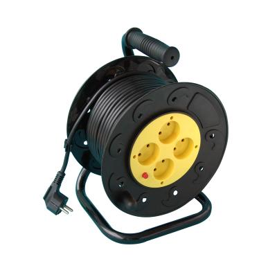 China 4 Outlets High Quality European Type Residential IP20/Multipurpose No Grounding 220V Power Extension Plastic Cable Reel for sale