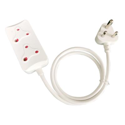 China Extension with light most popular 3m 10A South Africa extension cord with light and with a two-way electrical Multi-socket for indoor use for sale