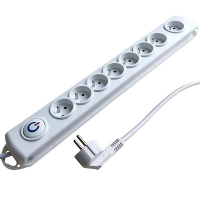 China French Type Outlet Surge Protector 8 Home Power Strip Surge Protector With Button Switch for sale