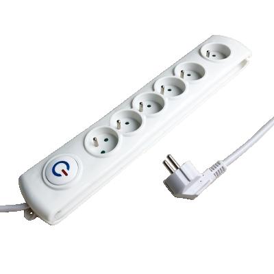 China French Type Outlet Surge Protector 6 Home Power Strip Surge Protector With Button Switch for sale