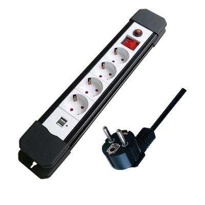 China EU 4 residential/general purpose german outlets with usb power extension cord with surge protector overload protector power strip for sale