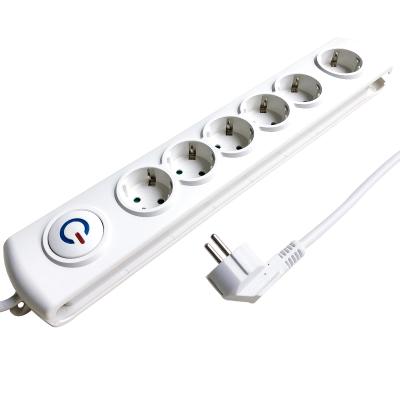 China High Quality Surge Protector CE OEM White European Standard 6 Outlet Extension Socket Power Strip Surge Protector for sale