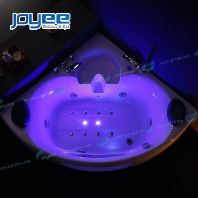 China Modern Acrylic Jakuzi Whirlpool Jet Bath Tub Jakuzi Modern White Massage Bathtub Neck Waterfall Massage JOYEE 2 People Corner Mini Hot Tub for sale