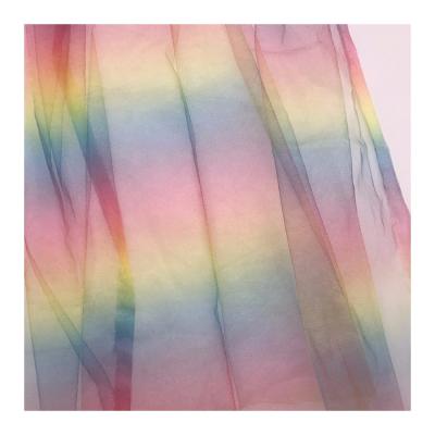 China Wholesale Sheer Rainbow Color Mesh Tulle Fabric For Decoration for sale