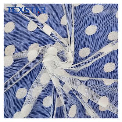 China Breathable Nylon Spandex Jacquard Lace Up Tulle Mesh Fabric For Dress for sale