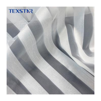 China Sustainable 100% Polyester 2cm Stripe 20D*50D Organza Fabric For Dress for sale