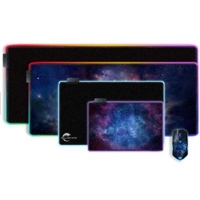 China Hot Selling Custom LOGO Black Rubber Table Pad Gaming Lighting Waterproof Durable Oversized Keyboard Pad RGB Gaming Mouse Pad for sale